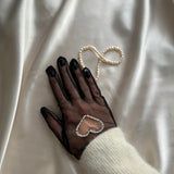 Short Tulle Gloves, "Heart" in Black