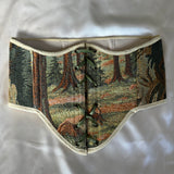 Vintage Tapestry Lace-up Corset Belt, “Forest Sunrise” pattern