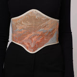 Vintage Tapestry Back Lace-up Corset Belt, “Sunrise in Mountains” pattern