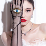 Long Gloves, "Eyes” in Black - Stashe
