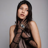 Long Gloves, "Eyes” in Black - Stashe