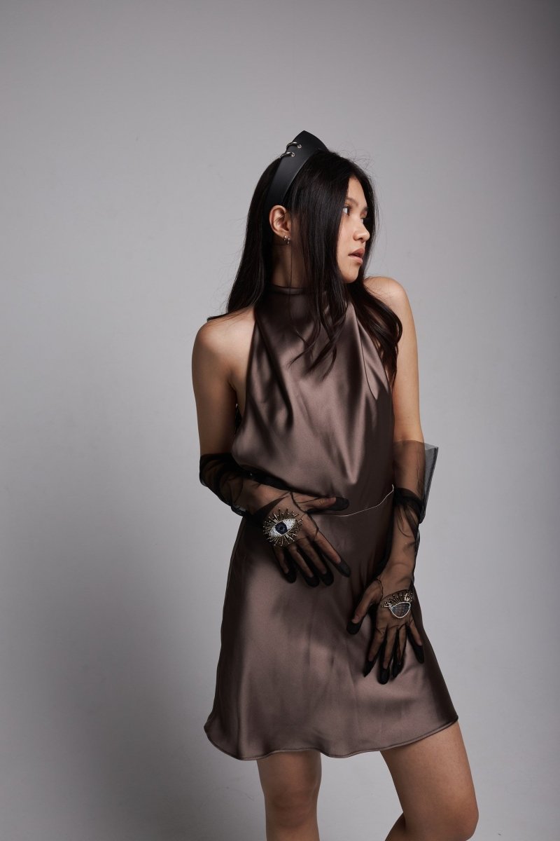 Long Gloves, "Eyes” in Black - Stashe
