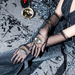 Long Gloves, "Eyes” in Black - Stashe