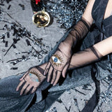 Long Gloves, "Eyes” in Black - Stashe