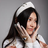 Pointed Tiara Headband with 2 Rings, White - Stashe