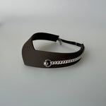 Pointed Tiara Headband with Massive Chain, Dark Chocolate - Stashe