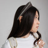 Pointed Tiara Headband with Massive Chain, Dark Chocolate - Stashe