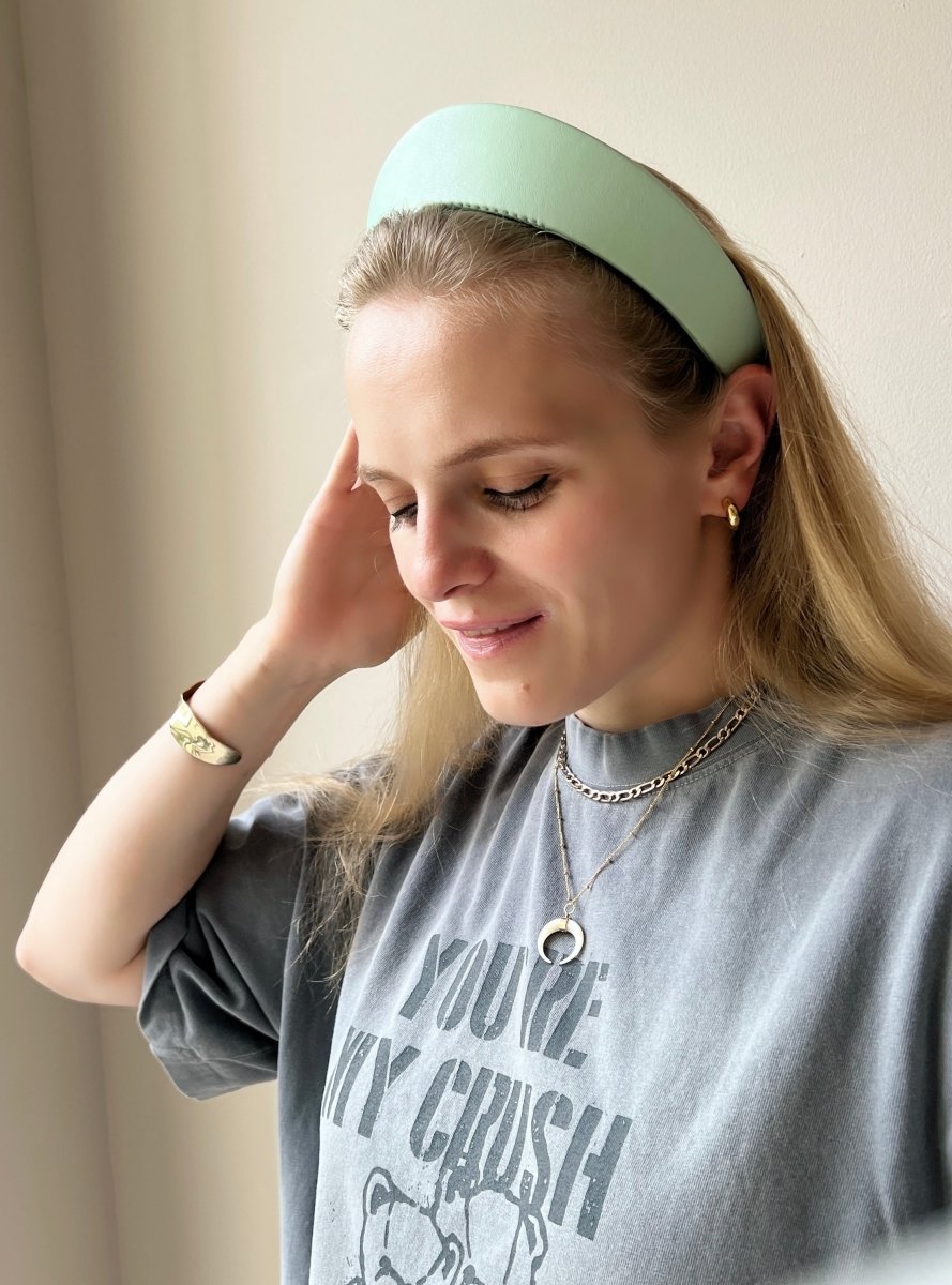 Round Tiara Headband, Mint Green - Stashe