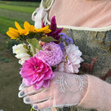Short Gloves, "Moon & Snake" in White - Stashe