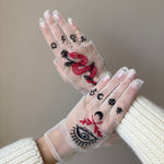 Short Gloves, "Tarot" in White - Stashe
