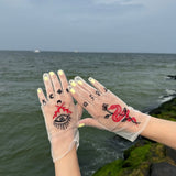 Short Gloves, "Tarot" in White - Stashe