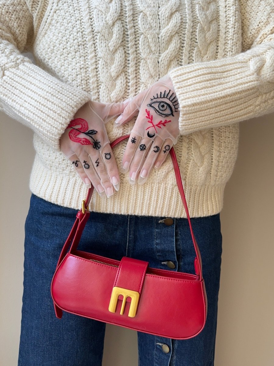 Short Gloves, "Tarot" in White - Stashe