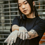 Bead Embroidered Tulle Gloves, "Moon" Print - Stashe