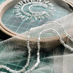 Bead Embroidered Tulle Gloves, "Moon" Print - Stashe