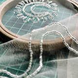 Bead Embroidered Tulle Gloves, "Moon" Print - Stashe