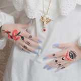 Embroidered Tulle Gloves, "Tarot" in White - Stashe