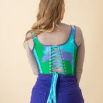 Lace - up Corset Top, Tie - Dye "Baltic" Print - Stashe