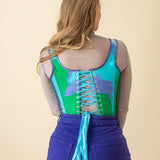 Lace - up Corset Top, Tie - Dye "Baltic" Print - Stashe