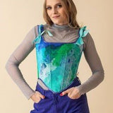 Lace - up Corset Top, Tie - Dye "Baltic" Print - Stashe