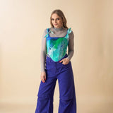 Lace - up Corset Top, Tie - Dye "Baltic" Print - Stashe