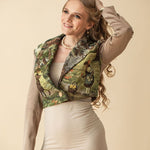 Vintage Tapestry Crop Jacket, "Red Riding Hood" Pattern - Stashe
