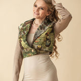 Vintage Tapestry Crop Jacket, "Red Riding Hood" Pattern - Stashe