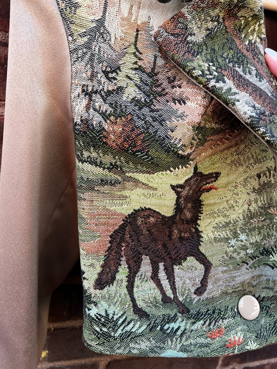 Vintage Tapestry Crop Jacket, "Red Riding Hood" Pattern - Stashe