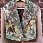 Vintage Tapestry Crop Jacket, "Red Riding Hood" Pattern - Stashe