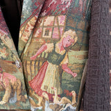 Vintage Tapestry Jacket, "A Girl and a Boy with Geese" Pattern - Stashe