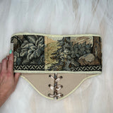 Vintage Tapestry Lace-up Corset Belt, “Deer Scene” pattern