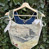 Lace-up Vintage Tapestry Corset Top, “Mountains” Pattern