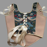 Lace-up Vintage Tapestry Corset Top, “Midnight Lake Stag”