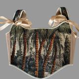 Lace-up Vintage Tapestry Corset Top, “Palm Grove”