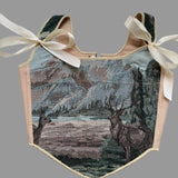 Lace-up Vintage Tapestry Corset Top, “Midnight Lake Stag”