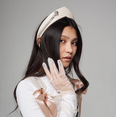 Pointed Tiara Headband with Massive Chain, Ivory