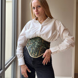 Vintage Tapestry Back Lace-up Corset Belt, “Thicket”