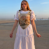 Golden Ridge Vintage Tapestry Lace-Up Corset Top