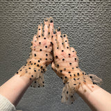 Short Gloves, "Polka Dot” in Beige