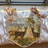 Lace-up Vintage Tapestry Corset Top, “Antlersong”