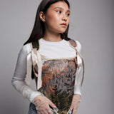 Lace-up Vintage Tapestry Corset Top, "Sunlit Forest” Pattern