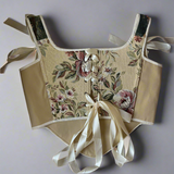 Lace-up Vintage Tapestry Corset Top, “Meadowlight”