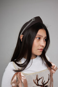 Pointed Tiara Headband with Massive Chain, Dark Chocolate