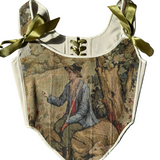 Sitting Boy Vintage Tapestry Lace-Up Corset Top