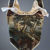 Lace-up Vintage Tapestry Corset Top, "Forest Scene” Pattern