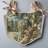 Lace-up Vintage Tapestry Corset Top, “Deepwood”