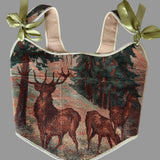 Lace-up Vintage Tapestry Corset Top, “Autumn Stag”