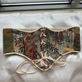 Vintage Tapestry Front Lace-up Corset Belt, "Jungle Monkeys” Pattern