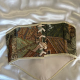 Vintage Tapestry Back Lace-up Corset Belt, "Country Woman” pattern
