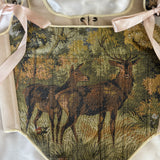 Lace-up Vintage Tapestry Corset Top, “Deer Meadow” Pattern