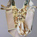 Lace-up Vintage Tapestry Corset Top, "Twin Deer” Pattern